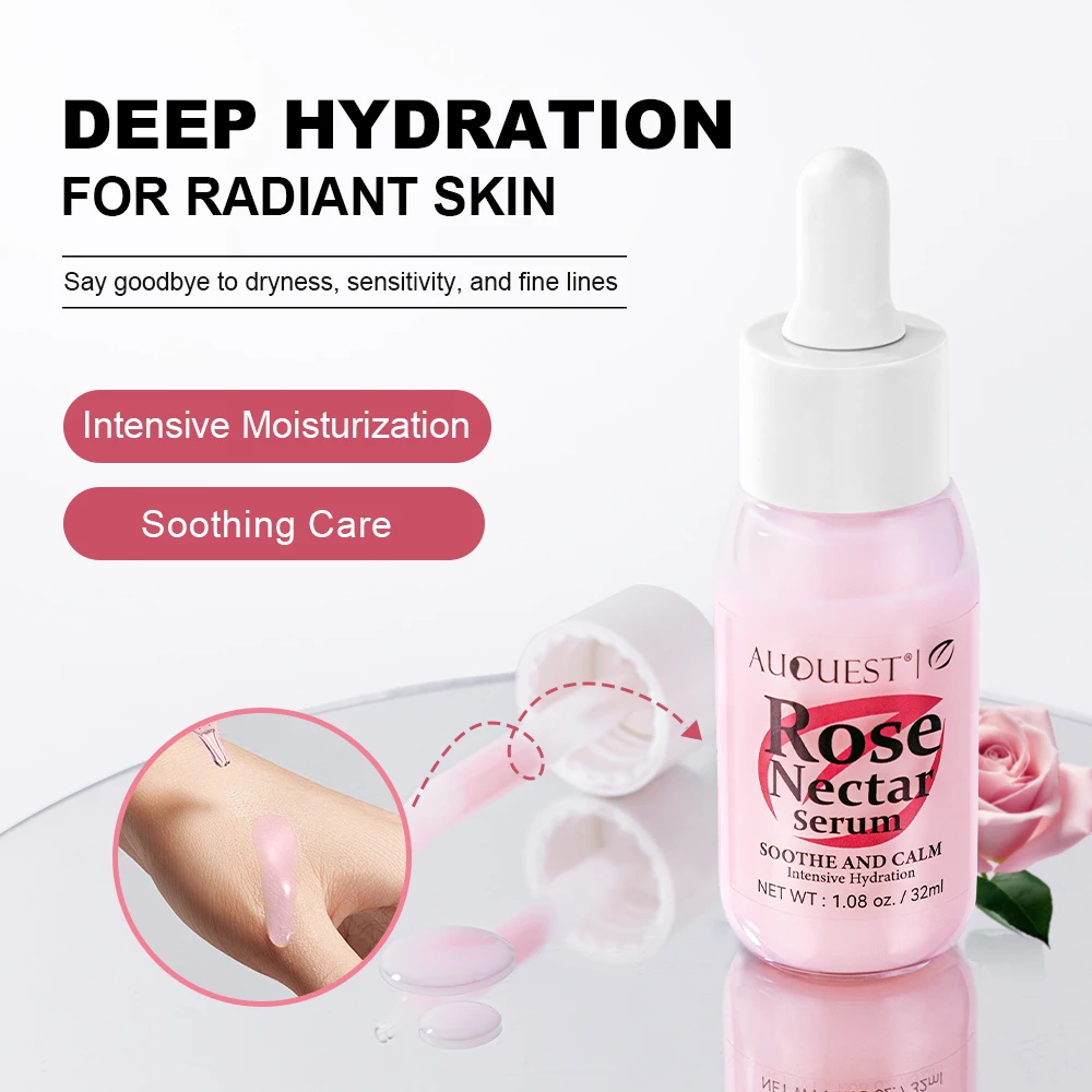 Rose Nectar Face Serum Hydrating Moisturizing Smoothing Fine Lines Facial Rejuvenation Nourishing Serum Skin Care