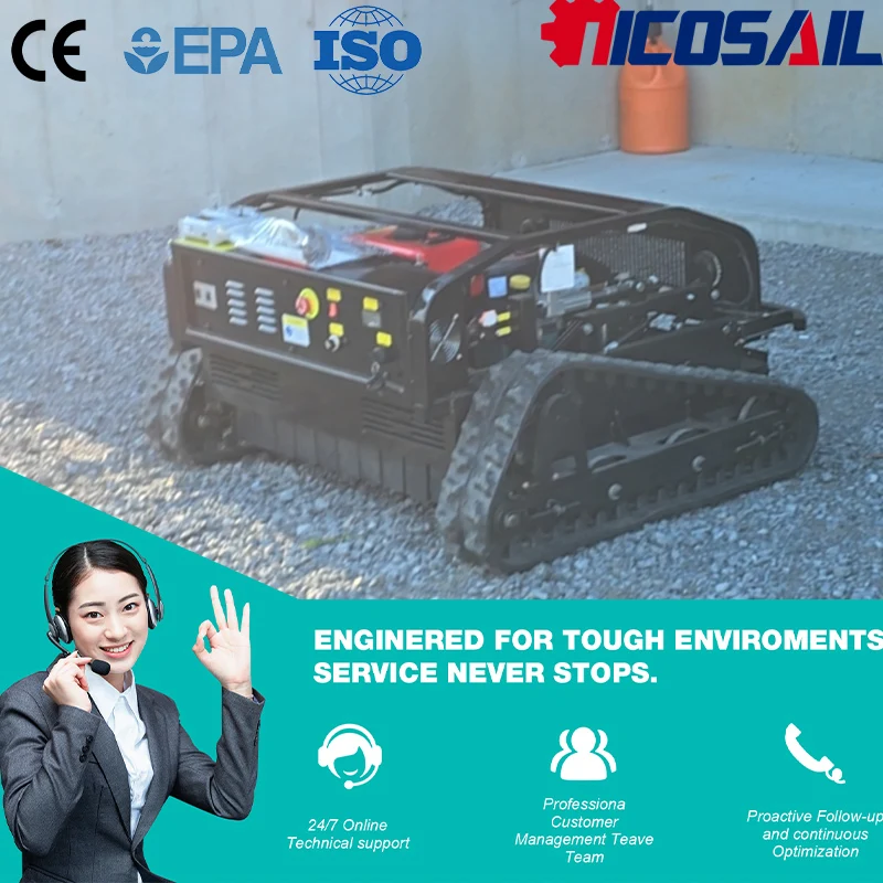 

Nicosail HS800 Remote Control Lawn Mower 800mm Cutting Width CE Slope Mower for Farm Garden