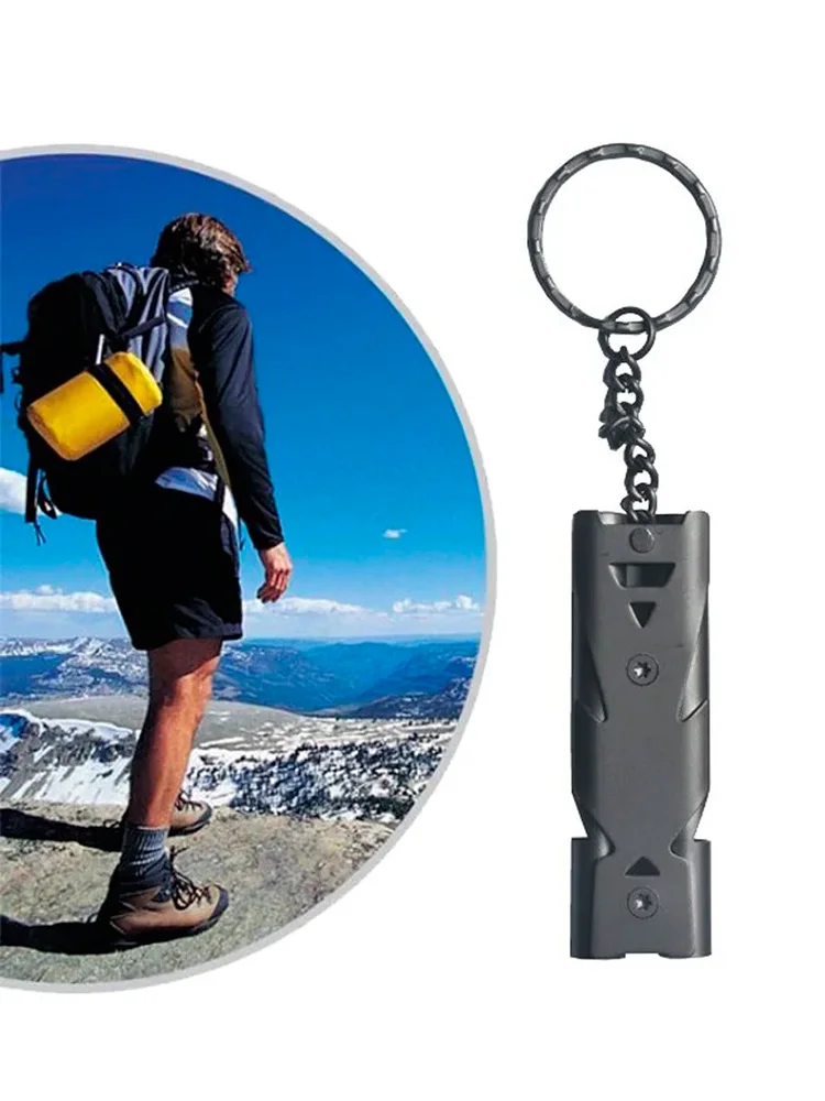 Double Tube Emergency Survival Whistle, Loud SOS Lifesaving Whistle Keychain for Outdoor Hiking Camping Emergency Rescue