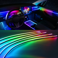 2/5/6 in 1 RGB 213 Color Symphony Car Ambient Lighting LED Acrylic Light Strip Interior Rainbow Atmpshere Lamp Bar App Bluetooth