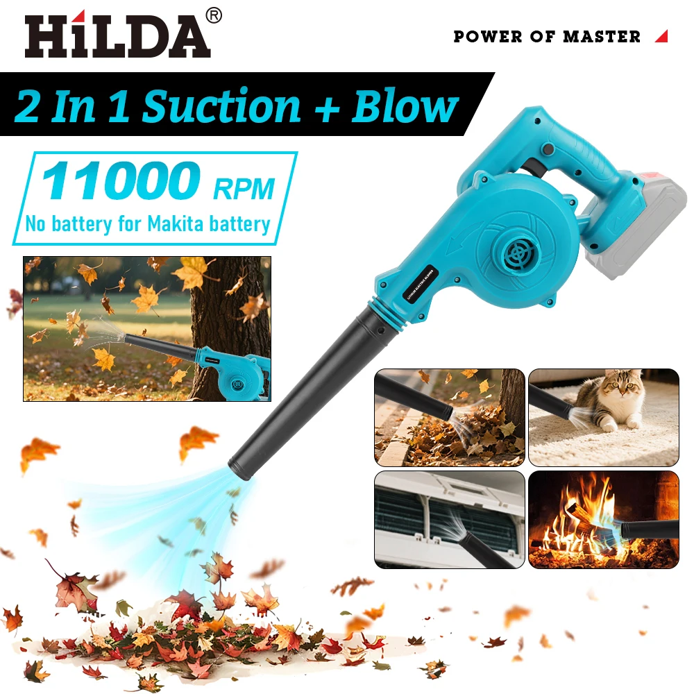 هيلدا اللاسلكي منفاخ الهواء الكهربائي 2 في 1 منفاخ الهواء يده ورقة الكمبيوتر مجمع الغبار الأنظف لماكيتا 18 فولت بطارية منفاخ