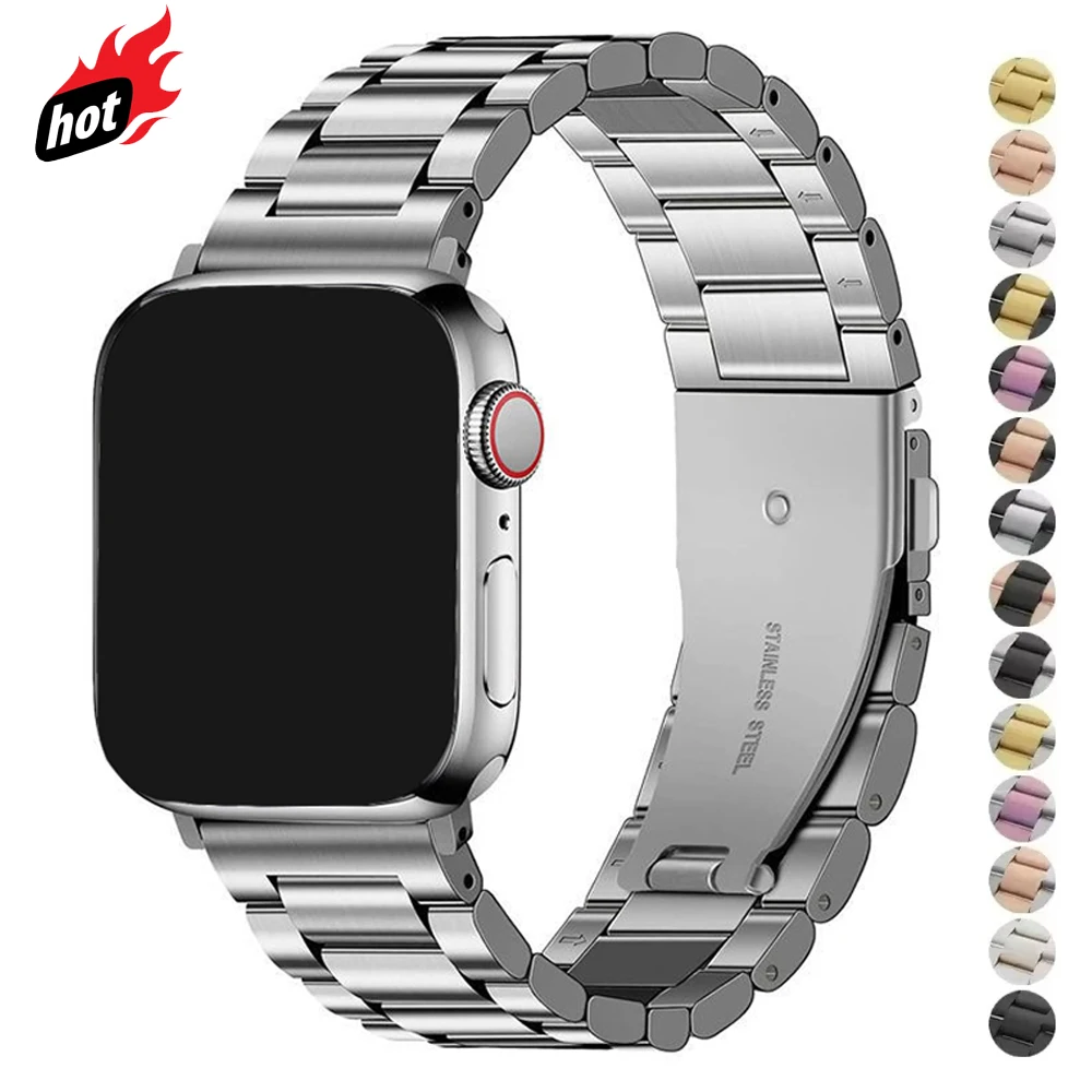 Correa de Metal de acero inoxidable para Apple Watch Band Ultra 3 2 49mm 46mm 42mm 45/44/41mm pulsera Iwatch Series 11 10 9 8 7 6 SE 5 4
