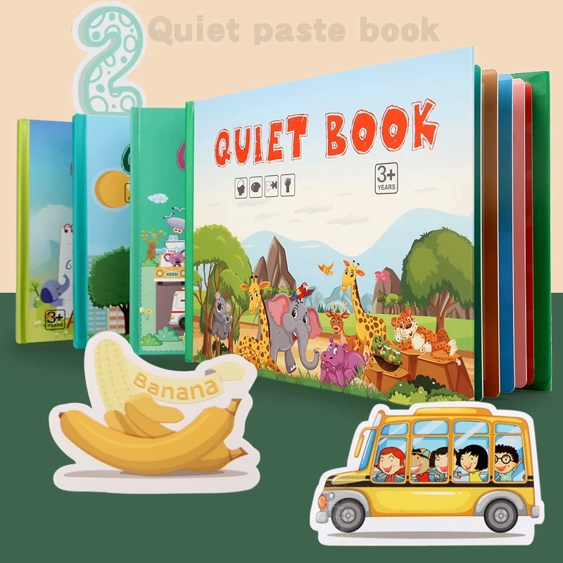 Montessori Velcro Quiet Book My First Busy Book Animal Fruit Numbers Matching Game DIY Puzzle Educational Toys For Kids Children