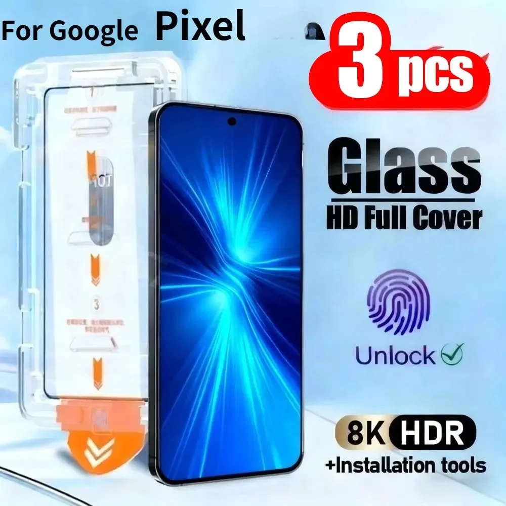 

1-3PCS Fingerprint Unlock Dust Free Tempered Glass For Google Pixel 10Pro XL 8A 7A 6A 7 8 Pro Screen Protector Easy Installation