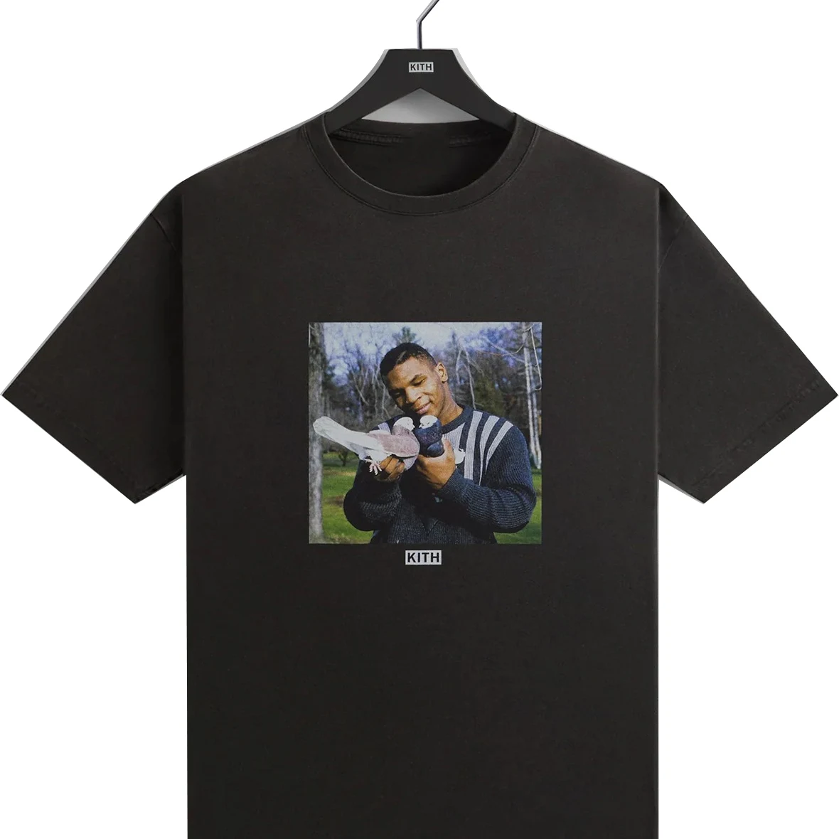 

Классическая винтажная футболка Kith Mike son Bla White, хлопковая молодежная футболка с двухцветным принтом Faion ort Sve round Ne for All