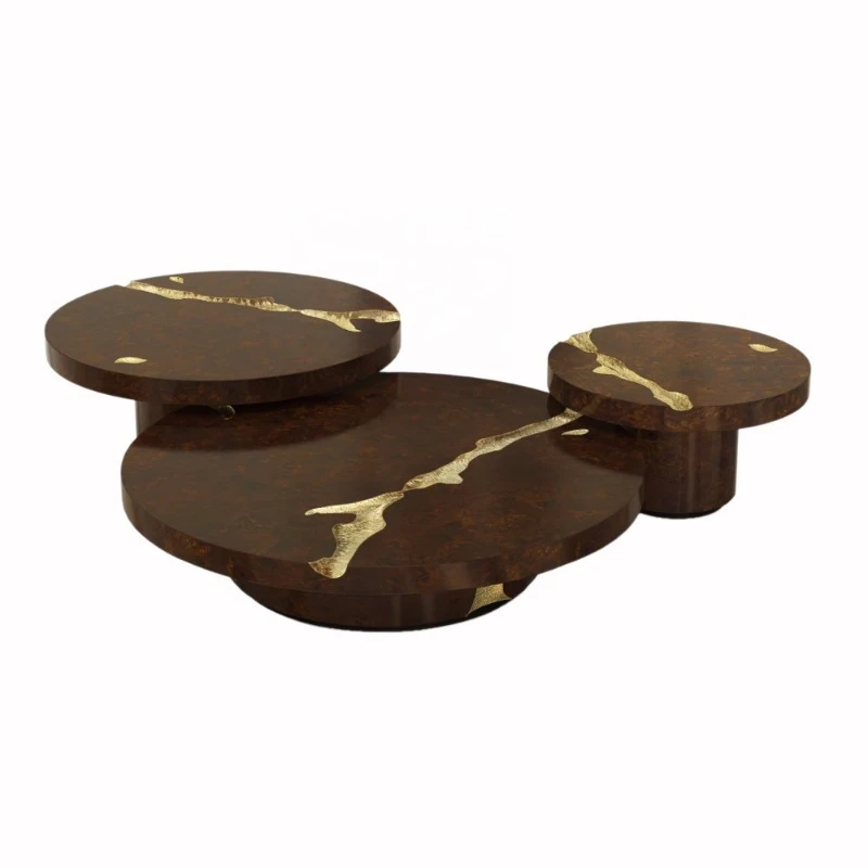 Nested coffee table set, modern design center table 3-piece set for villa mansions