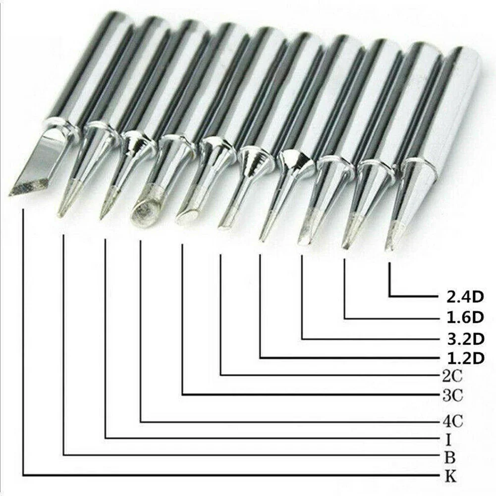 High Quality Practical Soldering Iron Tip 900M-T 852D 878D Silver 10pcs 900M 900M-T Series For Atten For Rework Station