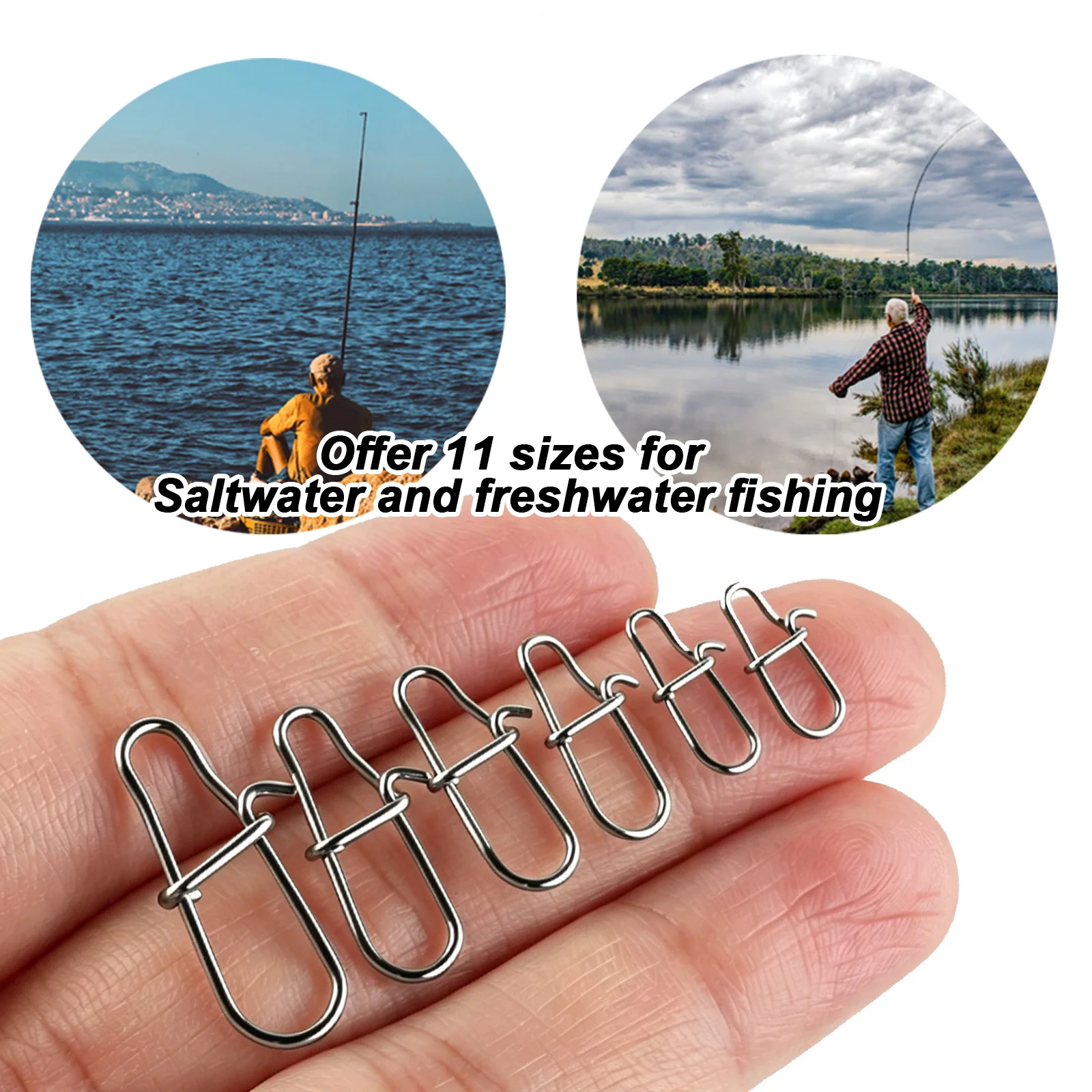 9KM Duo-Lock Snap 50 Stück Angelverschluss Edelstahl Cip Snap Schnellwechsel-Köderwirbelverbinder Hochfeste Salzwasserbeständigkeit – Detail 6