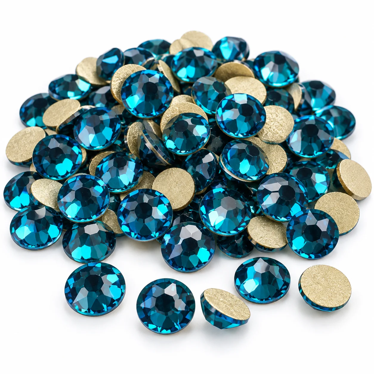 Indicolite strasssteentjes zonder warmteverwerking, 16 facetten, platte achterkant, voor kleding, kostuums, accessoires en doe-het-zelfprojecten.