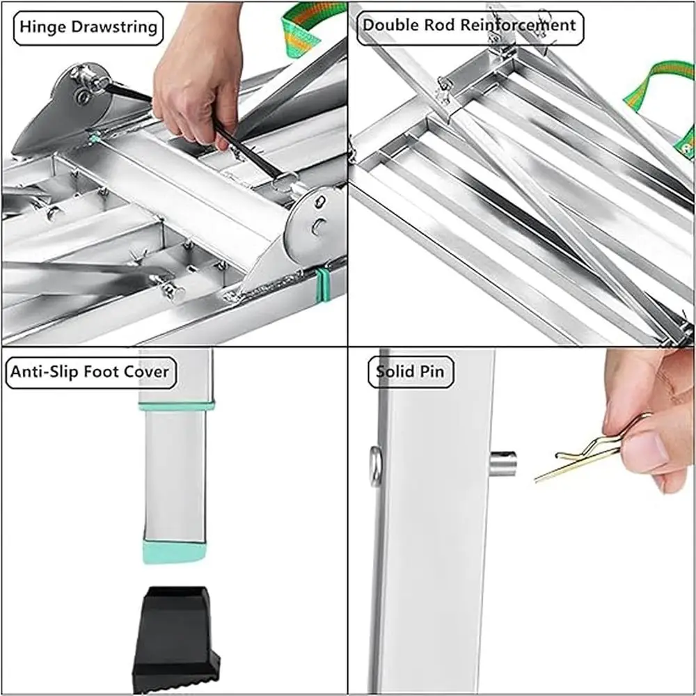 Versatile Height-Adjustable Folding Scaffold - 400 lbs Capacity Work Platform for Home, Engineering, and Ladder Tasks