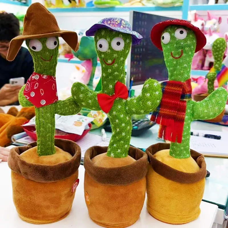 Sand Sculpture Internet celebrity Swing Twist Dancing Cactus Toy Doll Learn to Talk Children Baby Doll