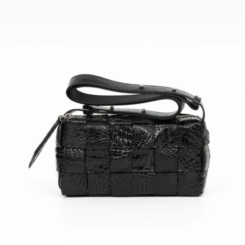 Crocodile skin woven women's bag, fashion high-quality genuine leather, women's shoulder bag, crossbody bag, real leather bag