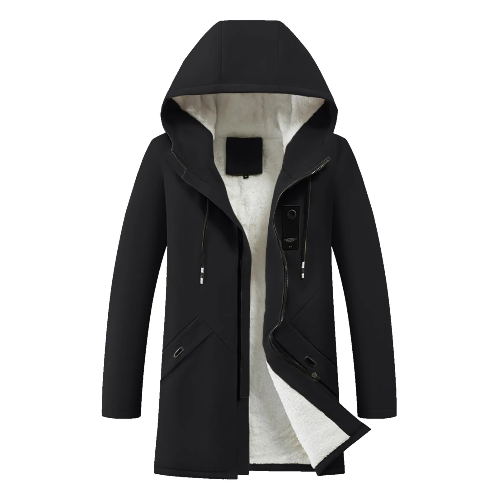 Autumn And Winter New Men\'s Parkas Long Cotton Jacket Hooded For Men Plus Velvet Jacket Parkas Mens Homme Casual Warm Coats