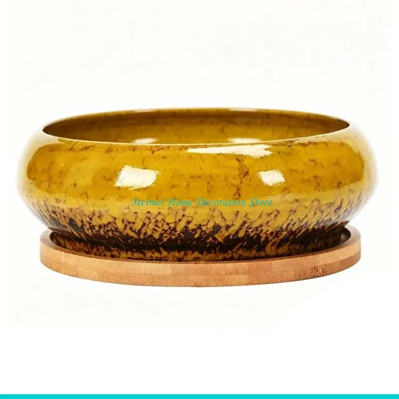 H7BF Succulents Bowl Planter Water Planting Container Ceramic Leakproof Spacious Bowl Planter For Indoor Outdoor Succulents