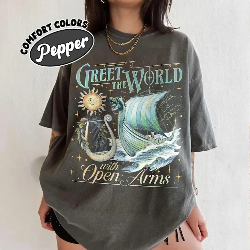 Greet the World With Open Arms Shirt, Penelope Odyssey Calypso Orpheus Siren T-shirt, Bookish Gift for Epic Lovers