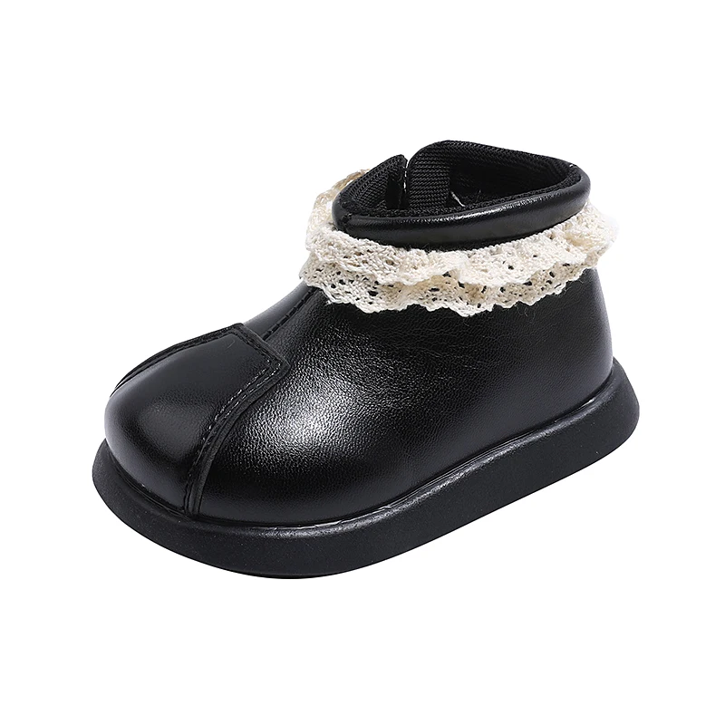 Kids Princess Boots with Sweet Lace Girls Short Boots with Cotton Non-slip 2026 Autumn Winter New Children Ankle Boots Elegant