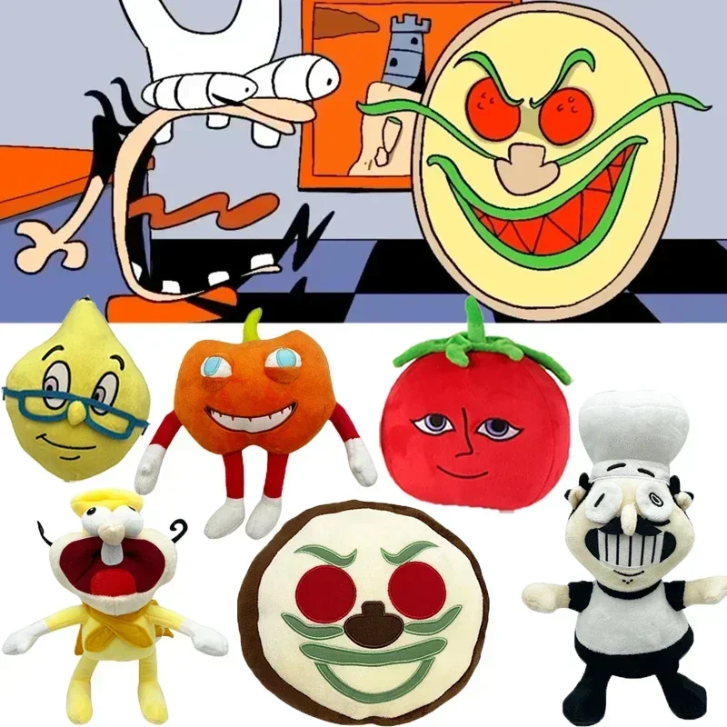 Pizza Tower ของเล่นตุ๊กตายัดไส้การ์ตูนนางสาวมะนาวและ Mr. Tomatos Peppino ตุ๊กตาตุ๊กตาเกม Plushie วันเกิดคริสต์มาสของขวัญ