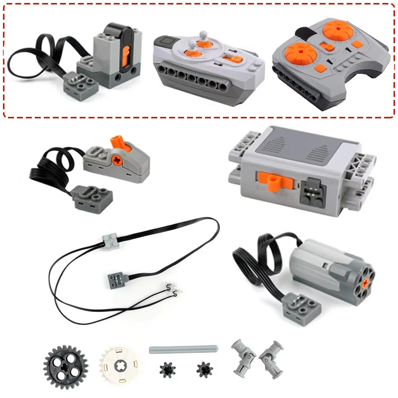 Juego de bloques de construcción de tecnología, piezas de engranajes/conector de eje/funciones de potencia de Motor M DIY MOC 42068, juguetes de ladrillos, accesorios modificados