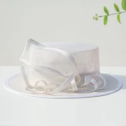 CLASSIC SINAMAY Fascinator Hats for Women Sun Hat Ladies Summer Hats Wide Brim Boater Hats Tea Party Derby Church WEDDING HAT