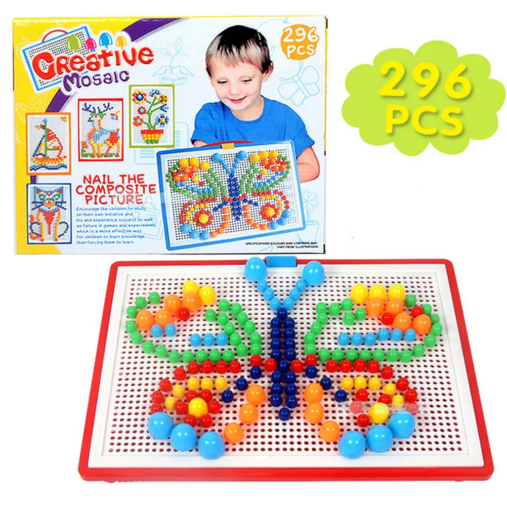 296 pièces champignon ongles jouets Puzzle cheville conseil pour enfants planches engrenage chevilles jouer bricolage panneau perforé