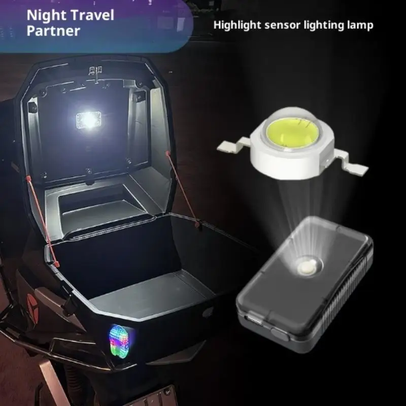 

Motorcycle Luggage Box LED Sensor Light Tail Box AntiCollision Waterproof Lamp for Safe Night Riding