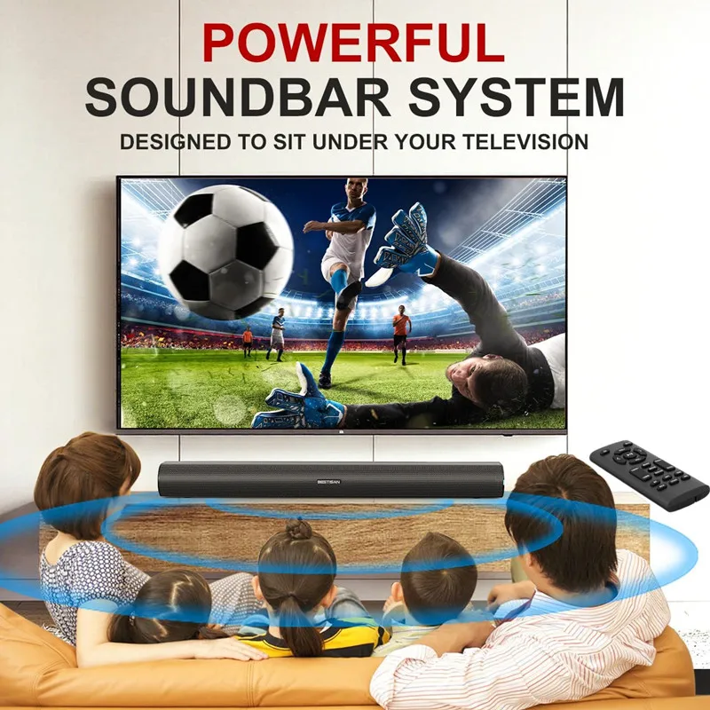 Bluetooth TV Sound Bar for Home Theater,games and Projectors 3D Surround Speaker System with Remote HDMI-ARC/AUX/optical Connect
