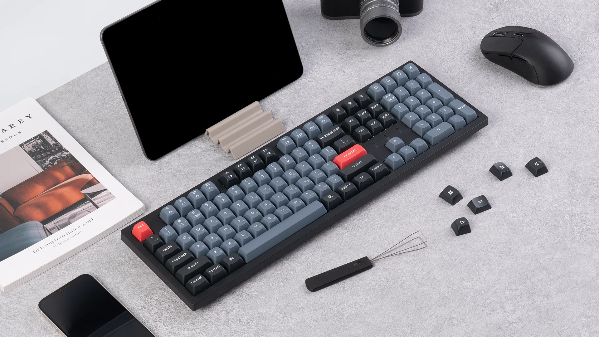 Imagem -03 - Keychron-teclados Hot-swappable Double-shot Pbt Teclado Mecânico sem Fio Retroiluminação Rgb Layout Russo K10 Pro Qmk Via