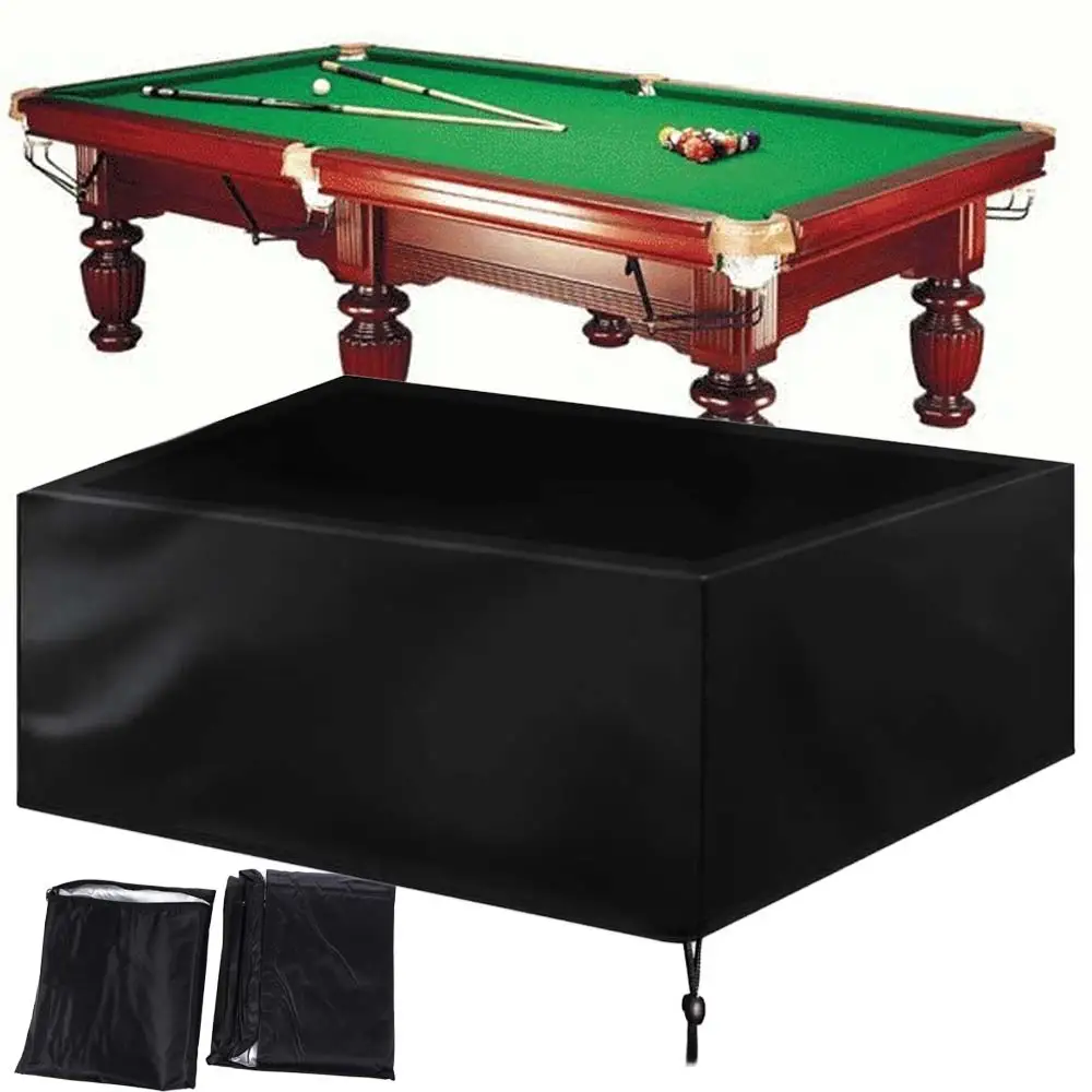 7/8/9 Feet Billiard Table Cover Waterproof Oxford Cloth Pool Table Dust Cover with Drawstring Black Snooker Table Cover