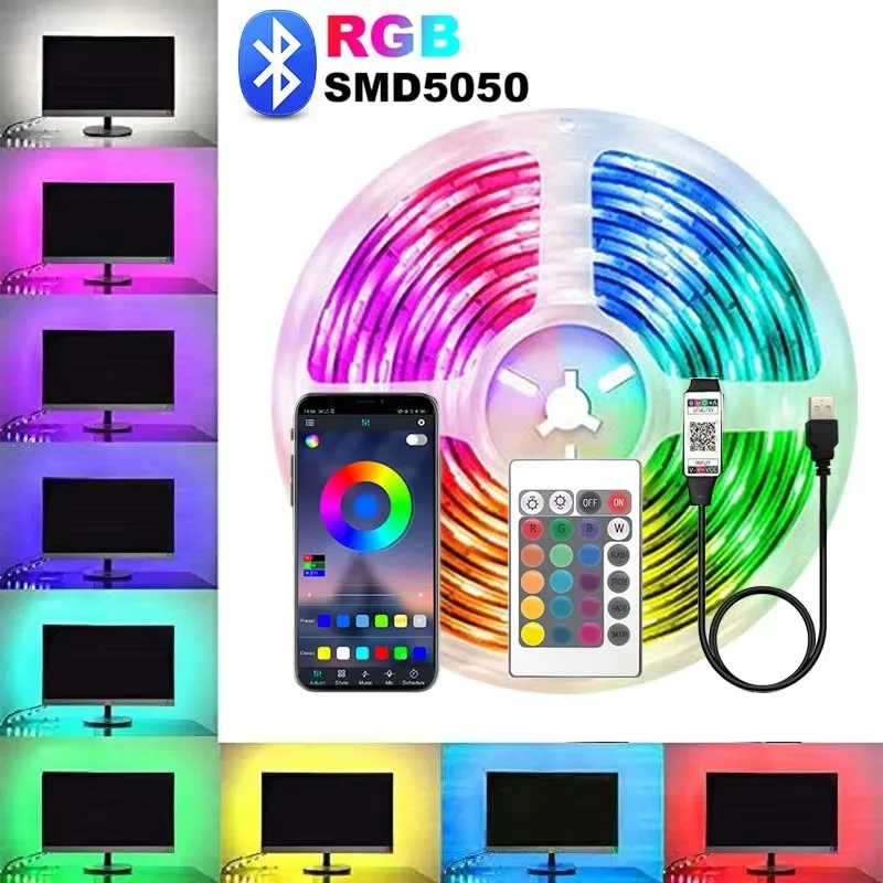 Led Lights For Tv Led Backlight 1-30M 5V Usb Rgb Led Strip Light For Room Bluetooth Flexible Ribbon Luces Gaming Room Decoration
