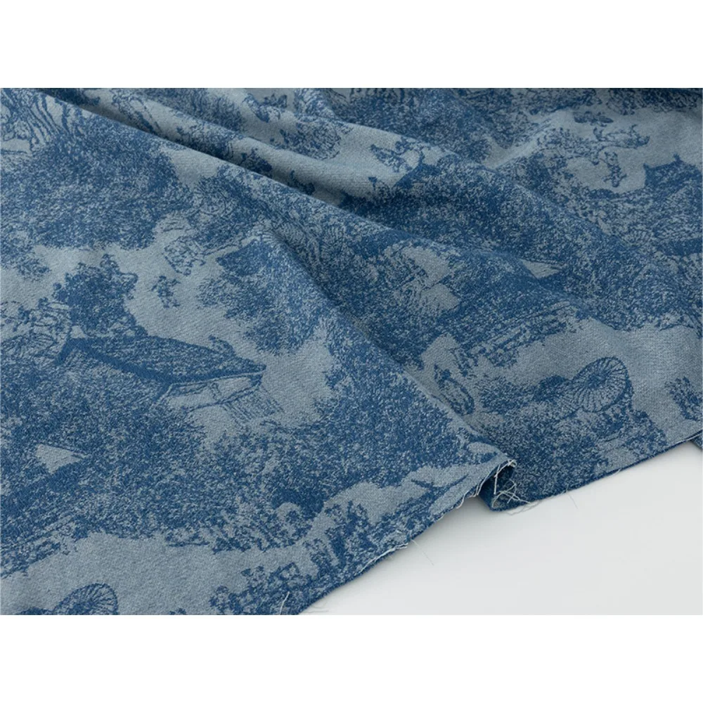 

Промытая жаккардовая джинсовая ткань, материал для шитья куртки «сделай сам», дизайнерская ткань Telas Para Costura, швейные аксессуары