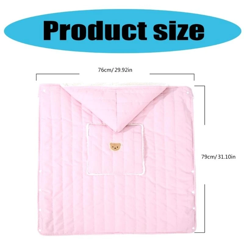 Newborn Strollers Blanket with Watertight Outer Layer & Cozy Inner Fleece Warm Baby Wrap Flannel Baby Blanket for Outdoor