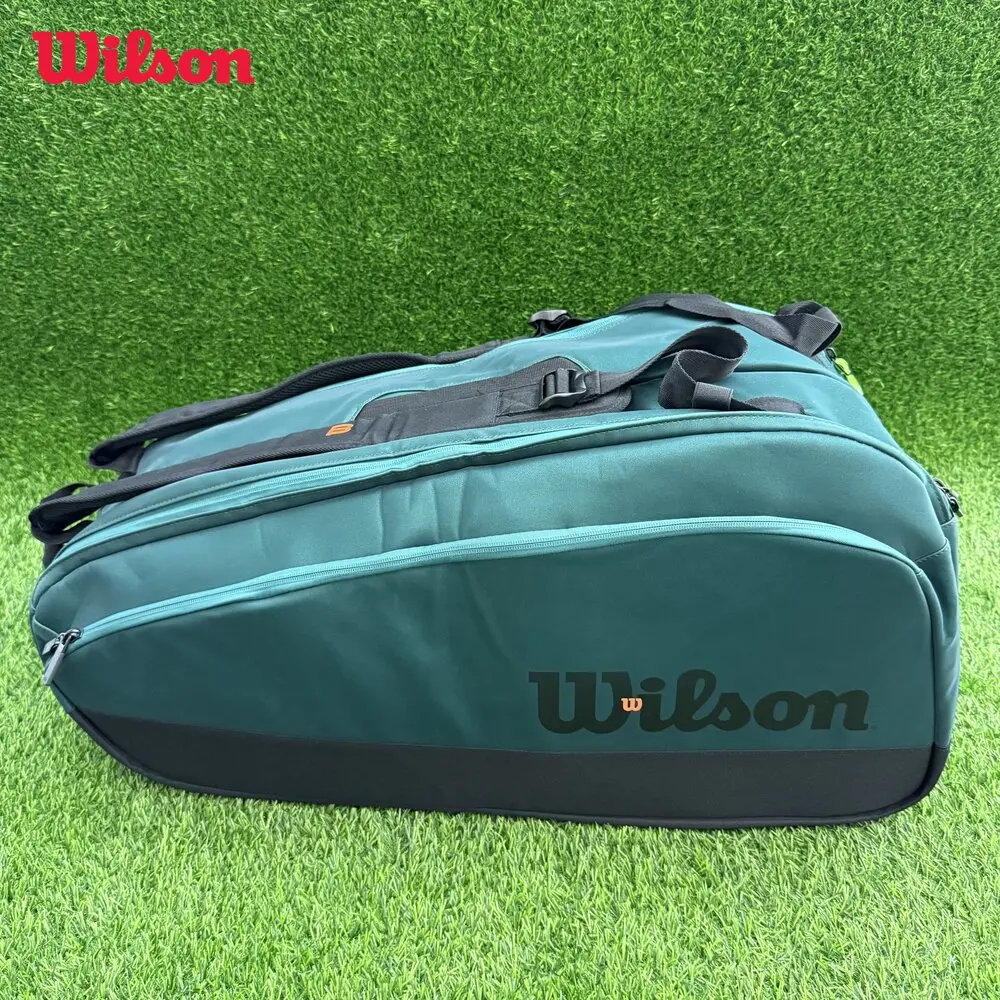Wilson 2024 Blade Super Tour v9 9 Pack Tennis Bag Large Racquet Backpack Tennis Racket Bag Emerald Green With Thermoguard Lining