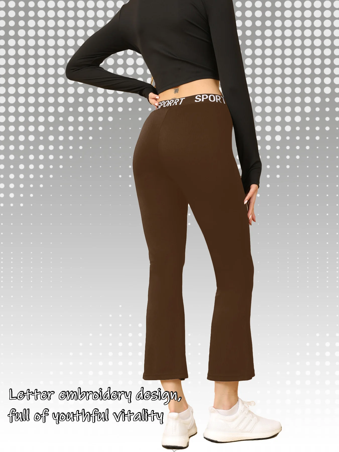 Pantalones de pierna ancha de cintura alta Pantalones acampanados de 9 pies para mujer Pantalones largos casuales versátiles drapeados adelgazantes