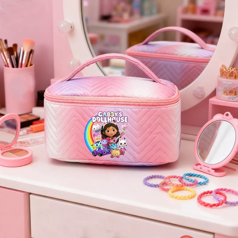 Gabbys Dollhouses Women Makeup Bag Girl Anime Figure Cosmetic Bags Travel Portable Large Capacity Toilet Pouch Storage Case Gift