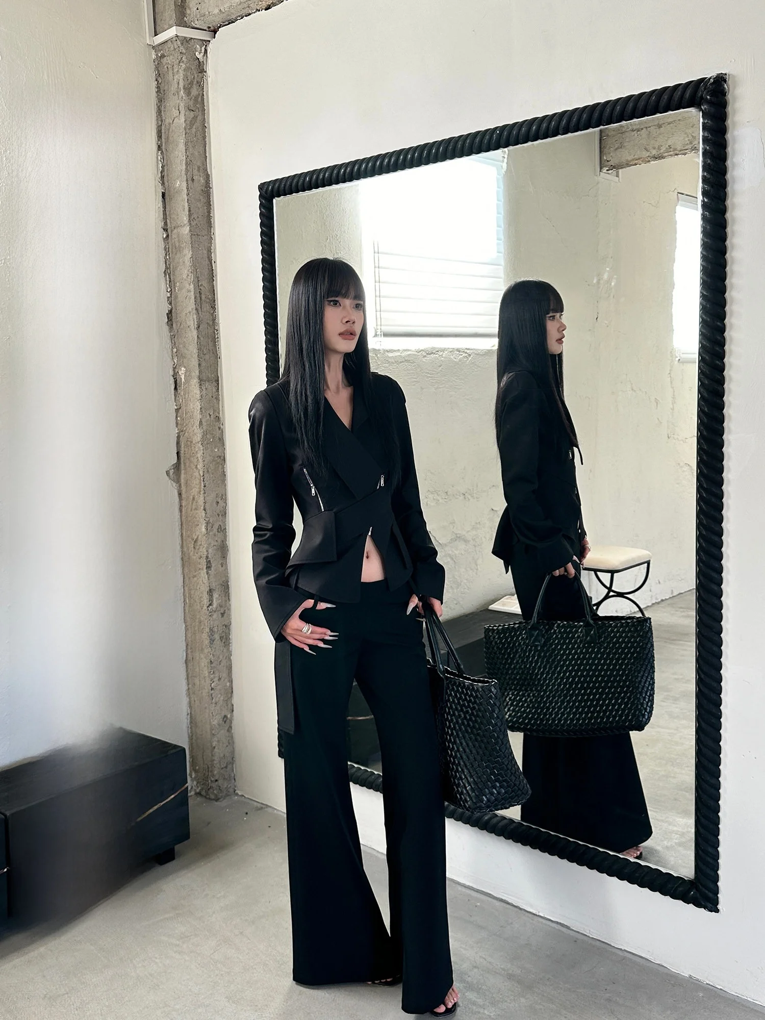 

Bla Elastic Casual Flared Pants Women's Simple Versatile Slimming Leg Lengthening Low Waist Long Trousers Spring Season