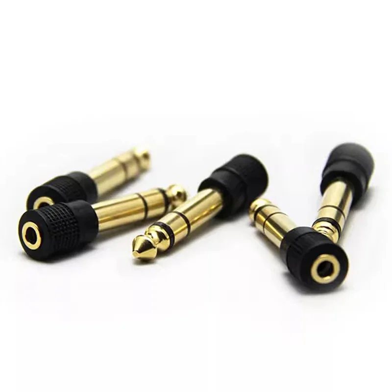 5PCS 6.35mm Stereo Plug to 3.5mm Stereo Female Jack Socket Audio Headphone Adapter Converter 6.5 to 3.5 Microphone Connectors