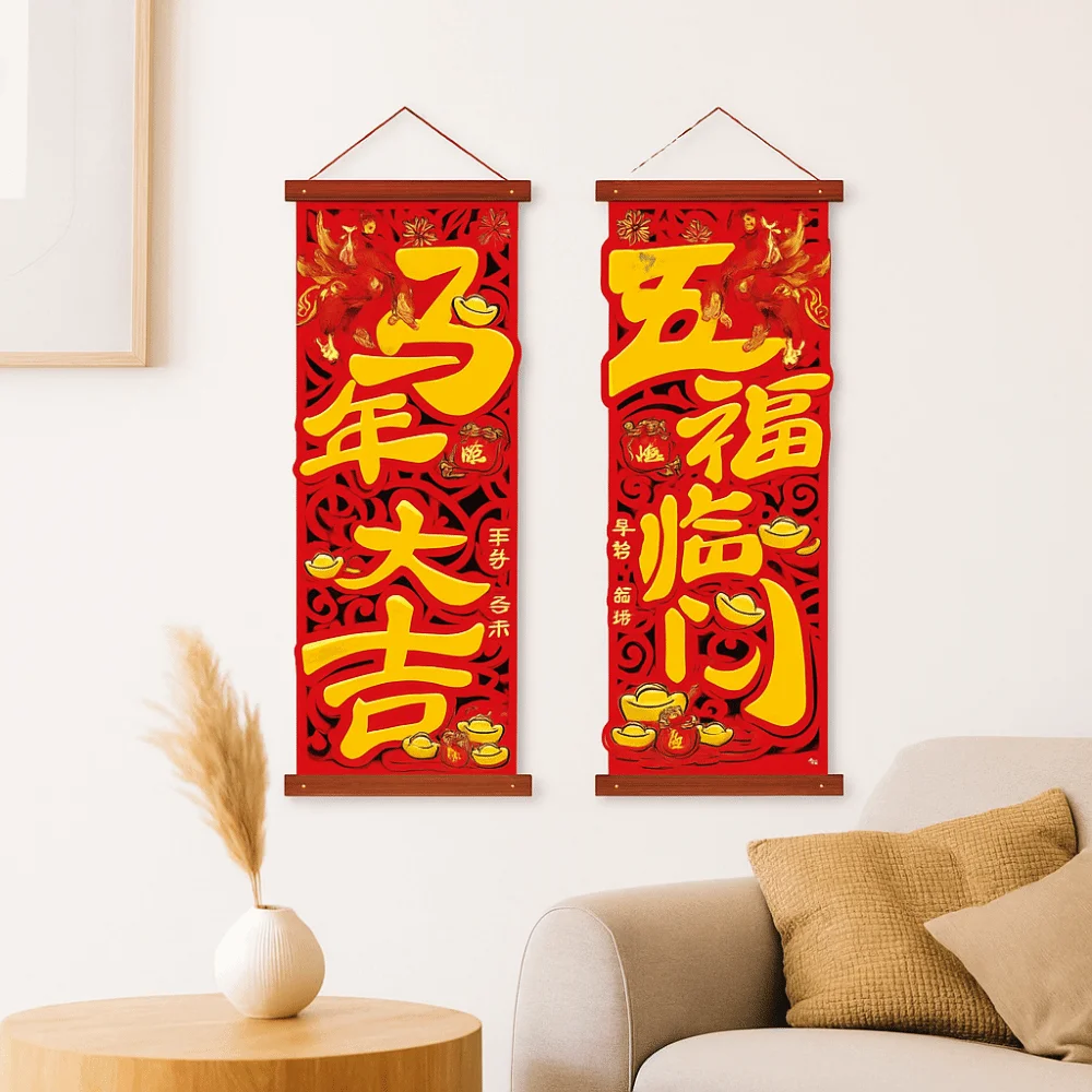 تقنية متدفقة قلادة شخصية فو ألوان نابضة بالحياة بشكل جميل أحمر السنة الجديدة ديكور معلق على الطراز التقليدي #4