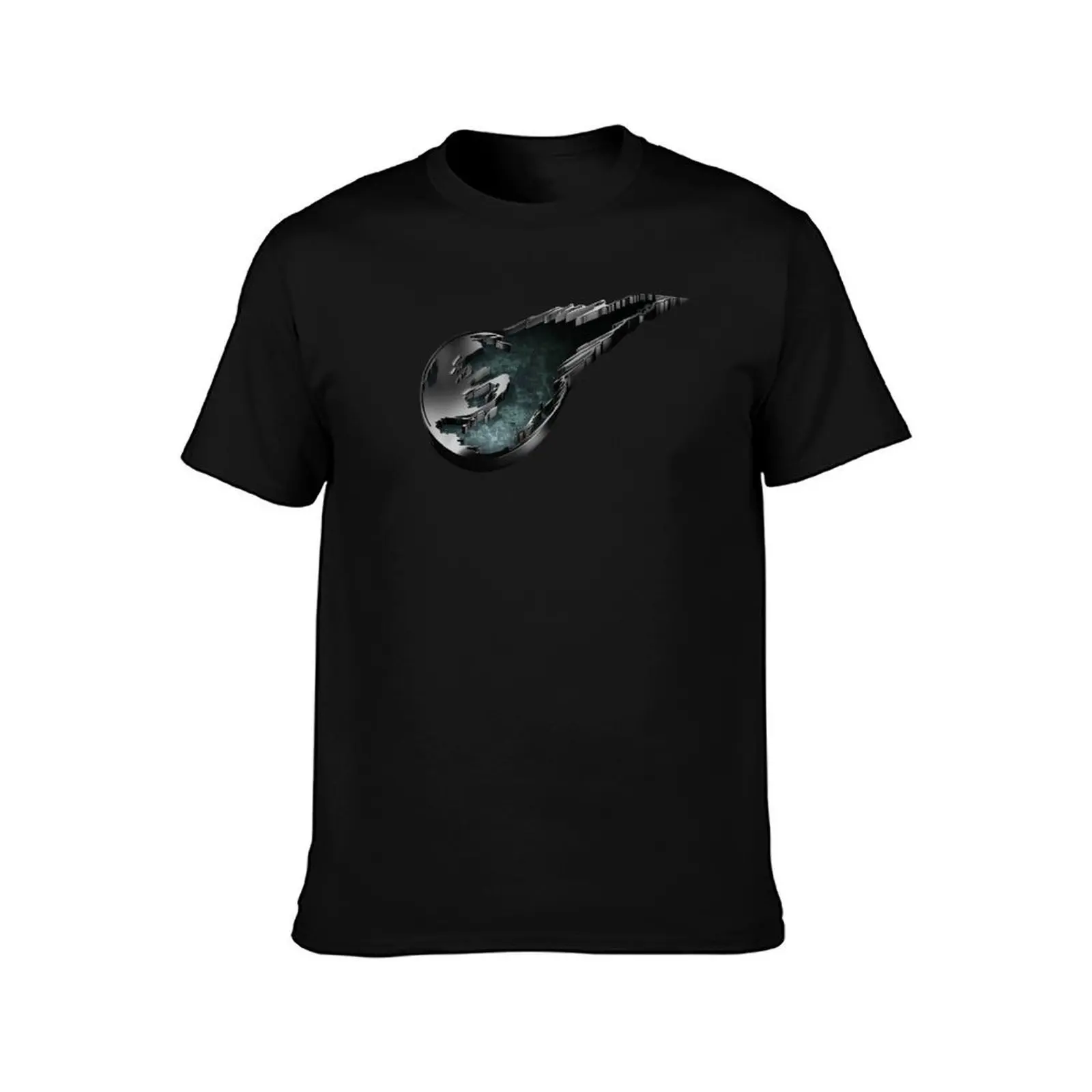 Black Meteor T-Shirt, Summer Casual Cotton Tee, Oversized Streetwear Tops, Vintage Graphic Print, Loose Fit Short Sleeve