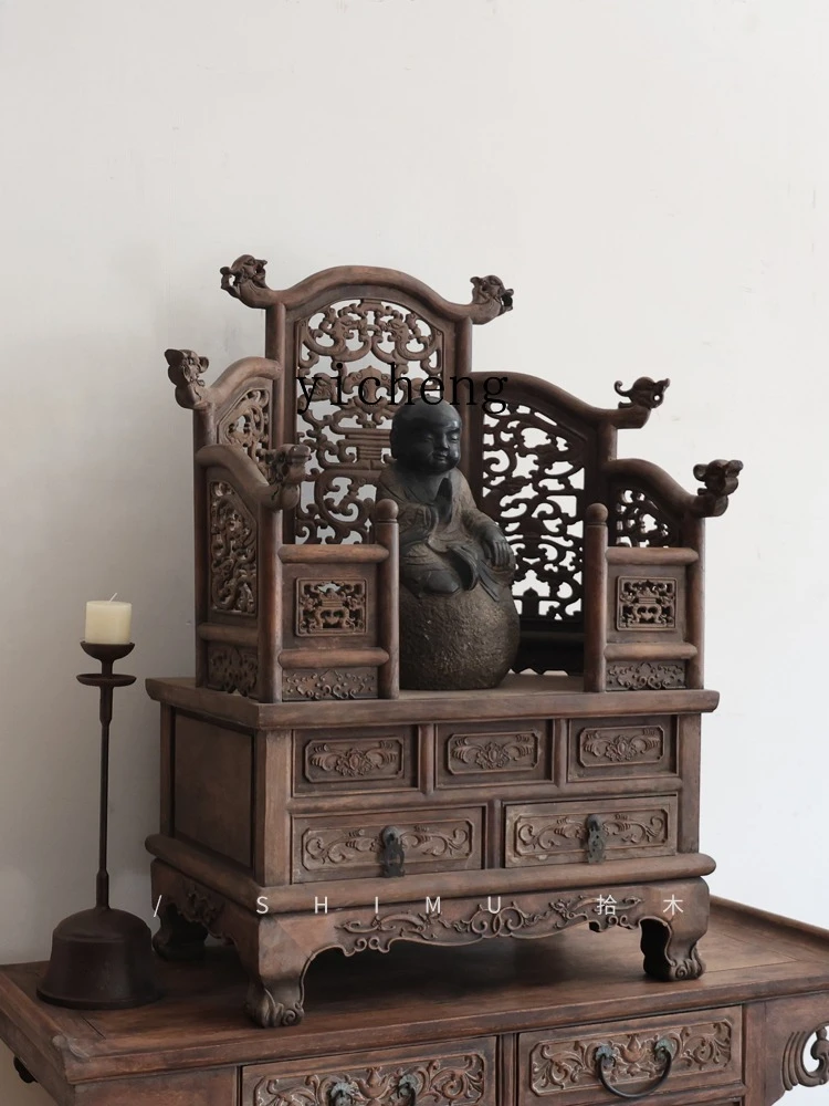 

QZT Buddhist Altar Solid Wood Offering Table Antique Style Old Object Buddha Altar
