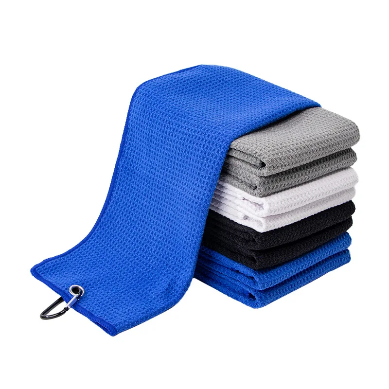 

Square Microfiber Golf Ball Cleaning Towel Water Absorption Cleaner with Carabiner Hook for Easy Storage And Transport