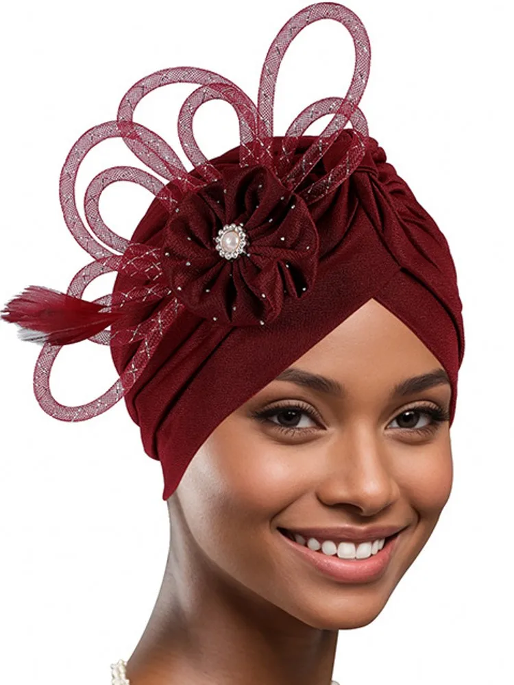 Beading Tassels Turban Cap For Women Elegant Afrcian Auto Gele Headtie Female Head Wraps Bonnet Turbante Mujer