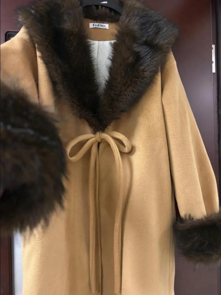 ฤดูหนาว Faux Fox ขนสัตว์ผู้หญิงขนาดใหญ่ผ้าพันคอขนสัตว์ชุดขนสัตว์ผ้าคลุมไหล่ขนสัตว์ชุดหรูหรา Furry Wraps ผ้าพันคอ Coat Jacket