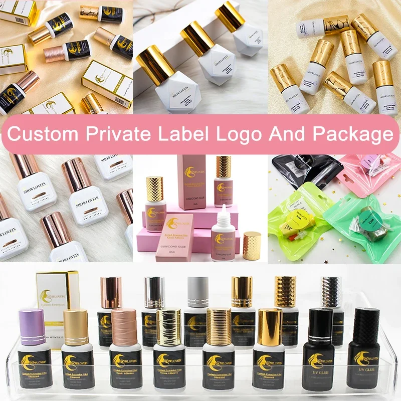 Custom Logo 0.3 0.5 Second 5ml /10ml Privates Label Clear Black Low Humidity Adhesives Eyelash Glue