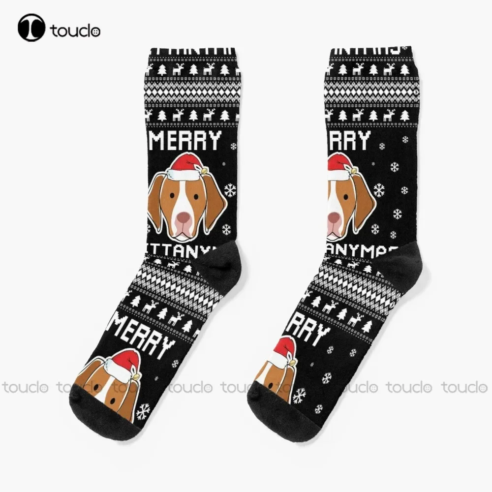 Brittany Dog Owner Ugly Christmas Sweater Gift For Holidays Socks Novelty Socks Christmas Gift Unisex Adult Teen Youth Socks