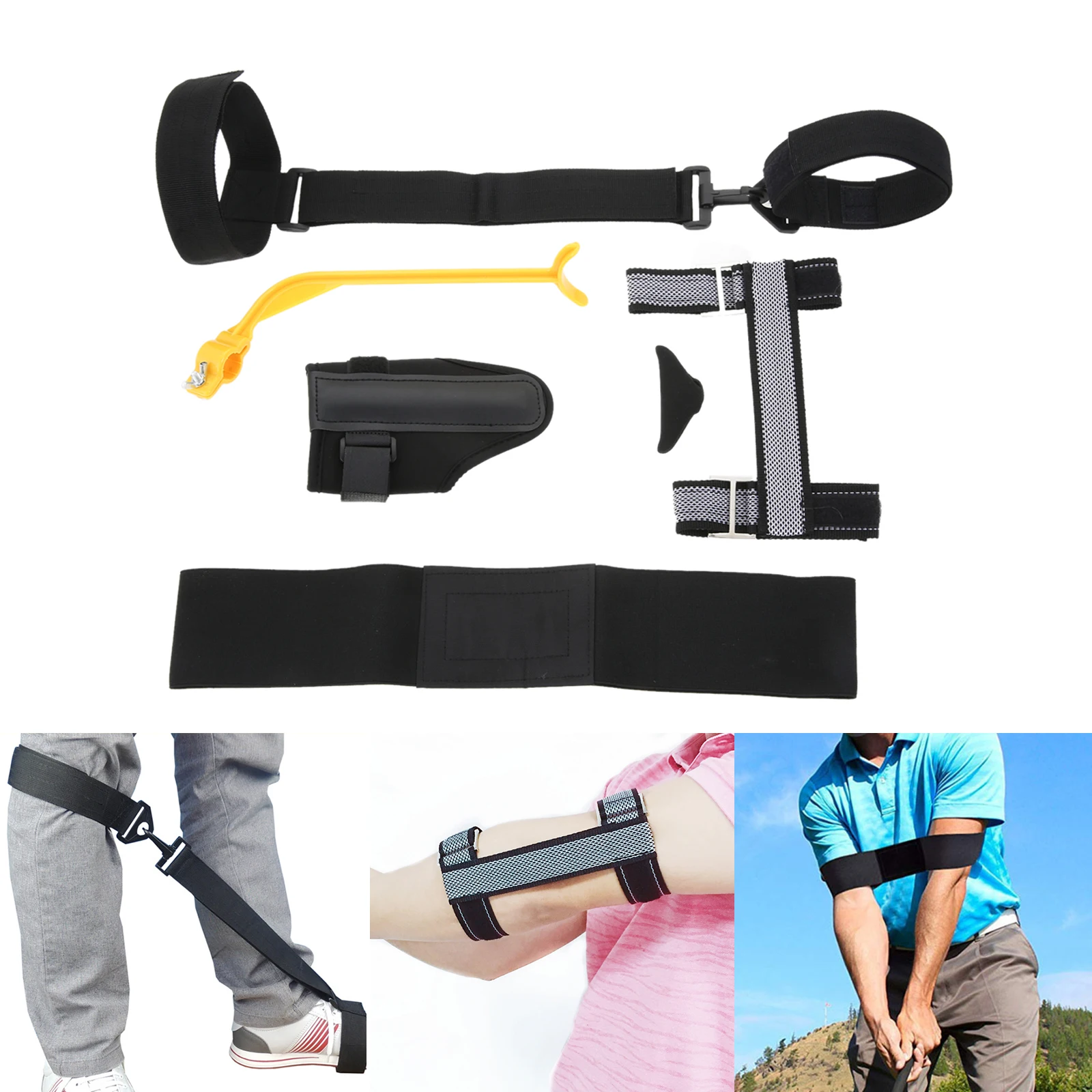 5Pcs/Set Golf Swing Training Aids ABS Neoprene PU Nylon Elbow Correction Wrist Hinge Trainer Leg Rod Corrector Golf Supplies