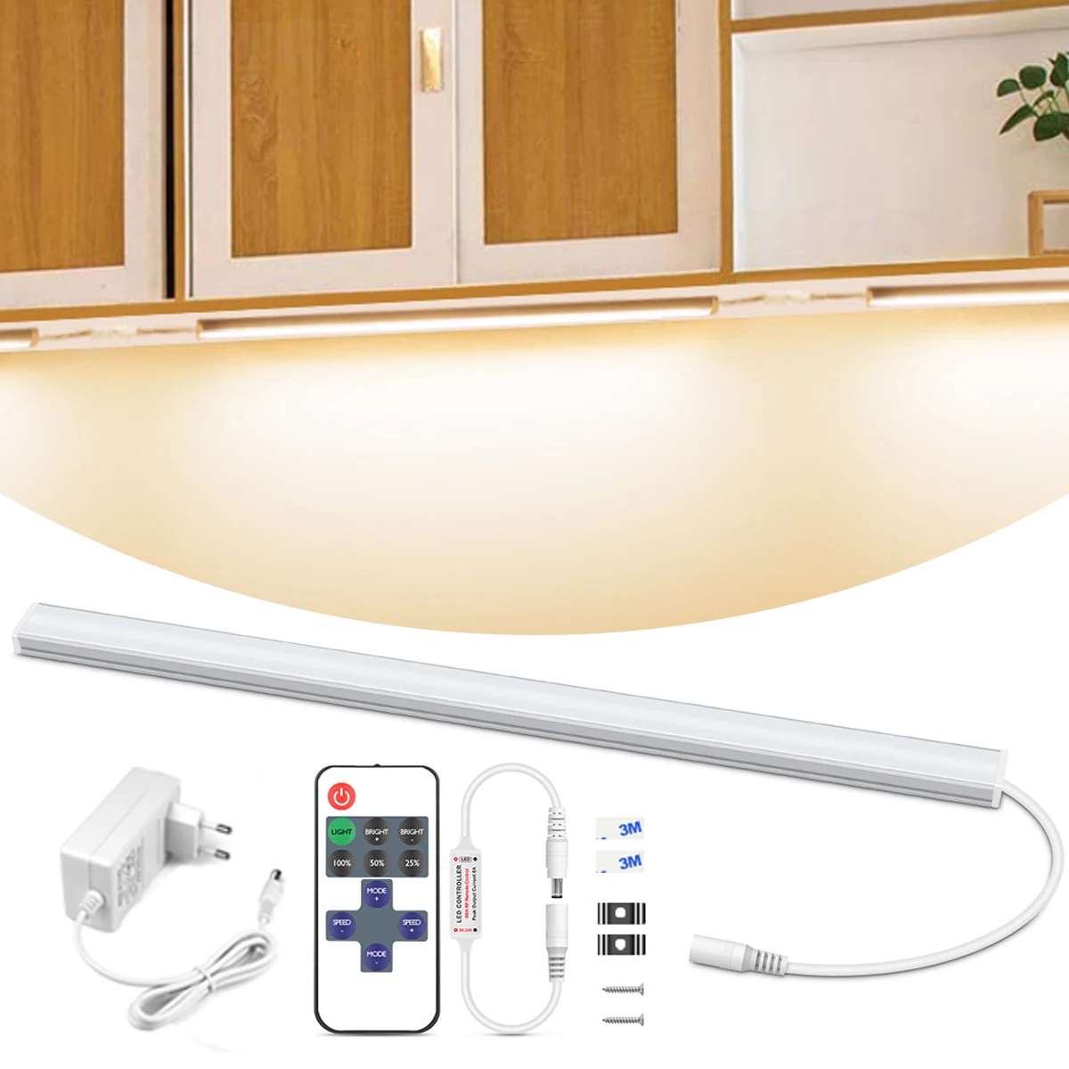 

110V/220V Dimmable LED Kitchen Lights 12V Aluminium LED Bar Light Tube for Cabinet Closet Backlight Lamp With RF Remote Control