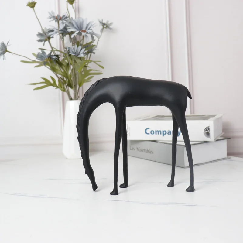 

New Chinese Style European-Style Simple Metal Head-down Skinny Horse Decoration Model House Sales Office Soft Ornaments