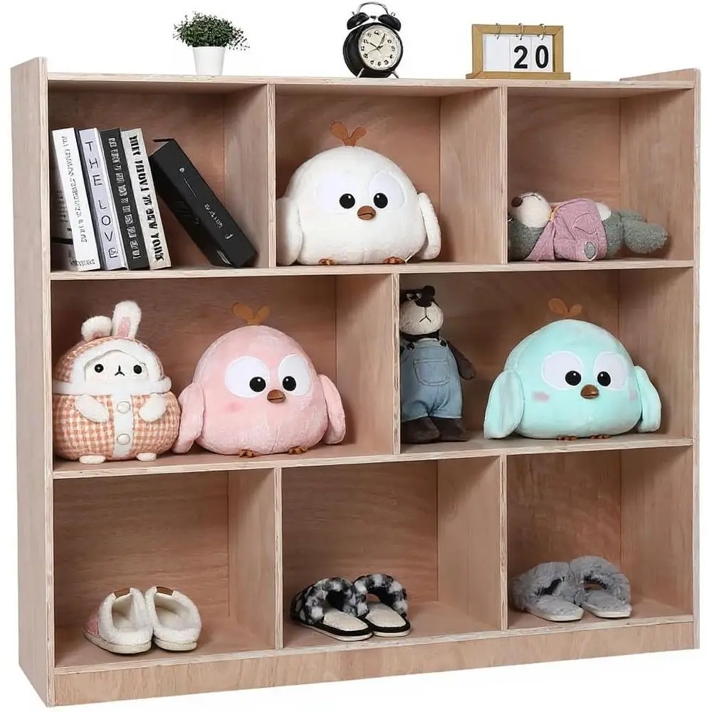 

8-Section Rolling Storage Cabinet with 4 Wheels & 2 Boxes, Ideal for Kids' Rooms, Schools, and Playrooms