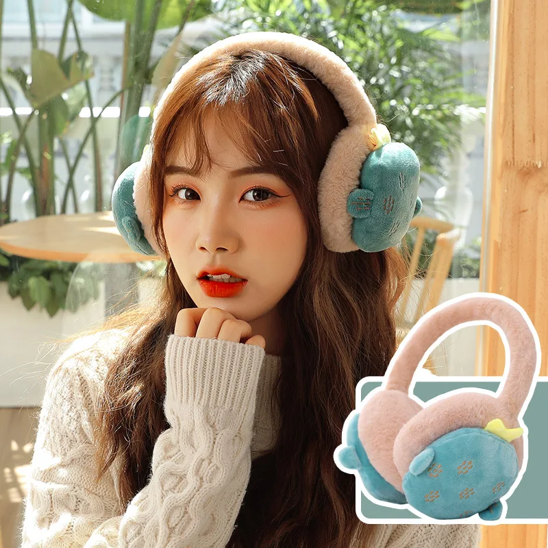 Cartoon Fruit Winter Warm Earmuffs for Children Girls Plush Thick Soft Ear Cover Ear Protection Warmth Ear Muffs for Women Kids