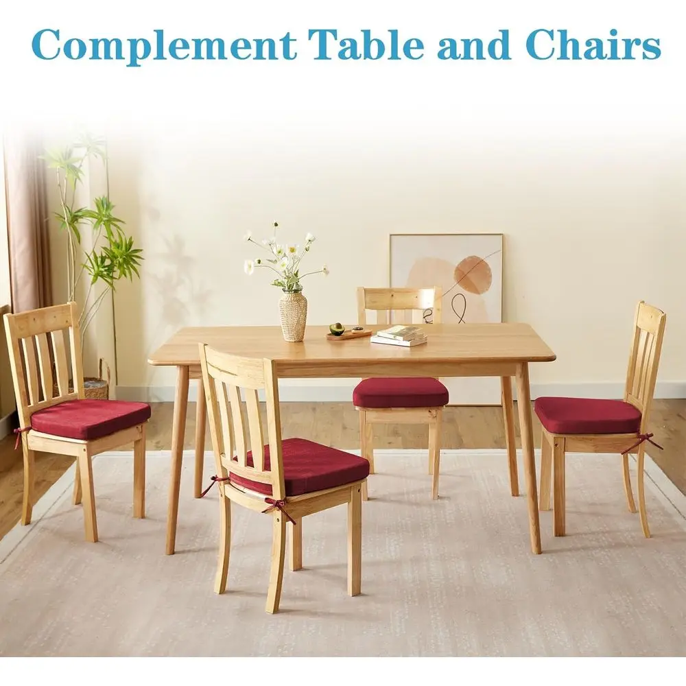 Набор из 6 нескользящих красных подушек для обеденных стульев, 17x16x2 дюймов, с завязками для кухонных стульев, D-образные подушечки для сидений